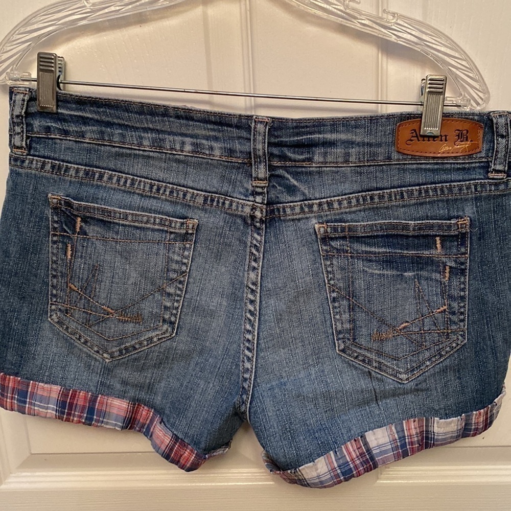 Womens Allen Schwartz casual stretch blue short dungaree shorts 12 - Picture 2 of 3